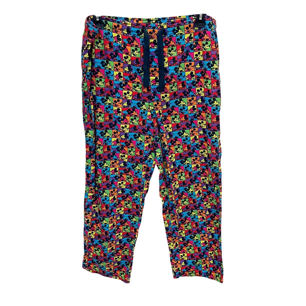 Disney Parks Mickey Mouse Pop Art Grid Pajama Pants Mens Large Multicolor Cotton